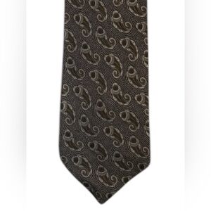 VINTAGE Giorgio Armani Dark Brown and Taupe Paisley Silk Tie